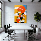 PopArt Abstrakte Farbkomposition Mit Pflanzen Und Geometrischen Formen