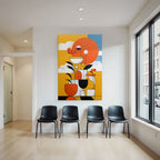 PopArt Abstrakte Farbkomposition Mit Pflanzen Und Geometrischen Formen