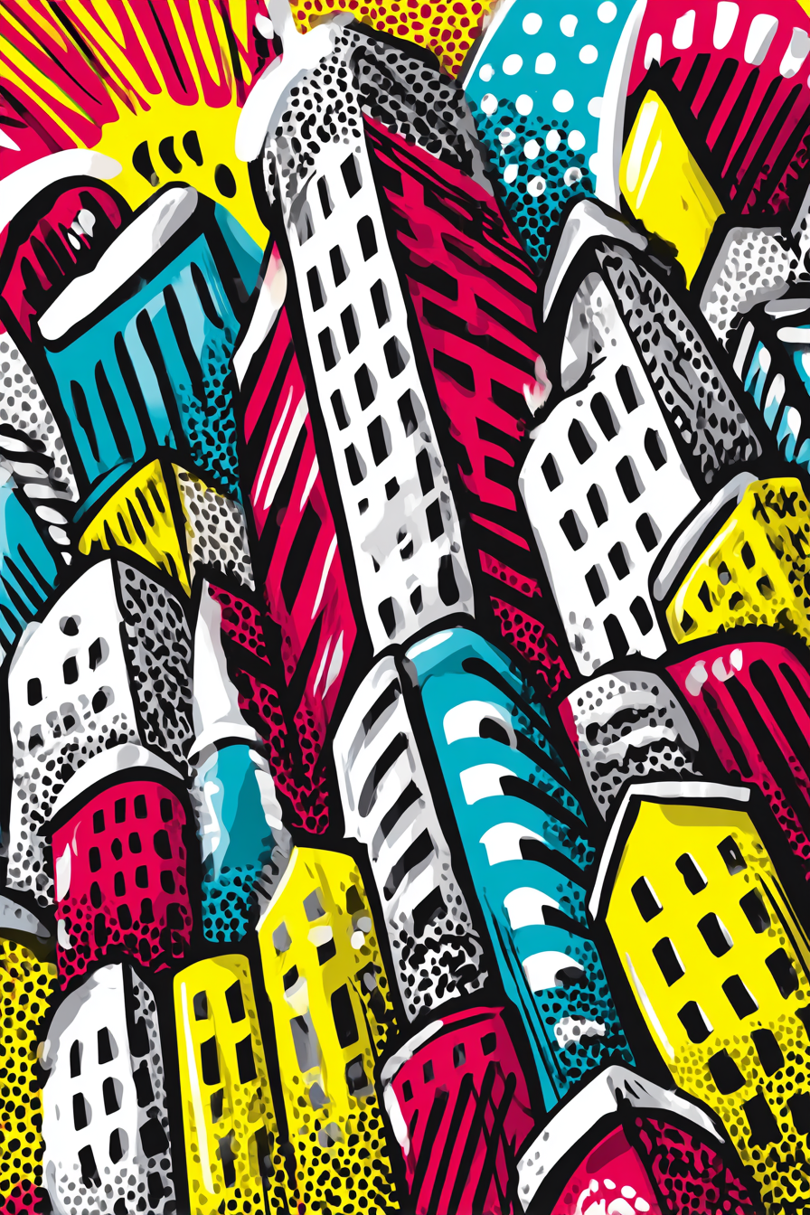 PopArt Abstrakte Stadtsilhoütte Mit Bunten Grafiken | Pop Art | Stilrichtungen