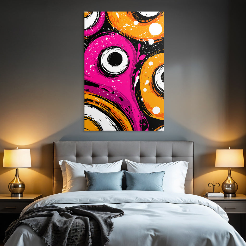 PopArt Abstraktes Design Mit Lebendigen Farben Kreisformen Und Spritzern
