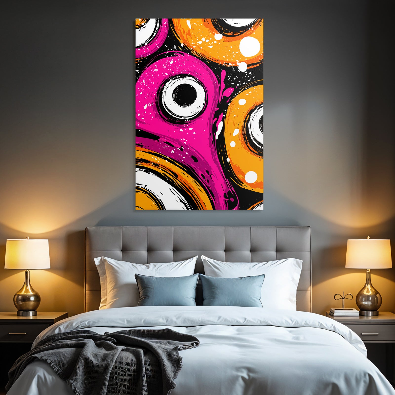PopArt Abstraktes Design Mit Lebendigen Farben Kreisformen Und Spritzern