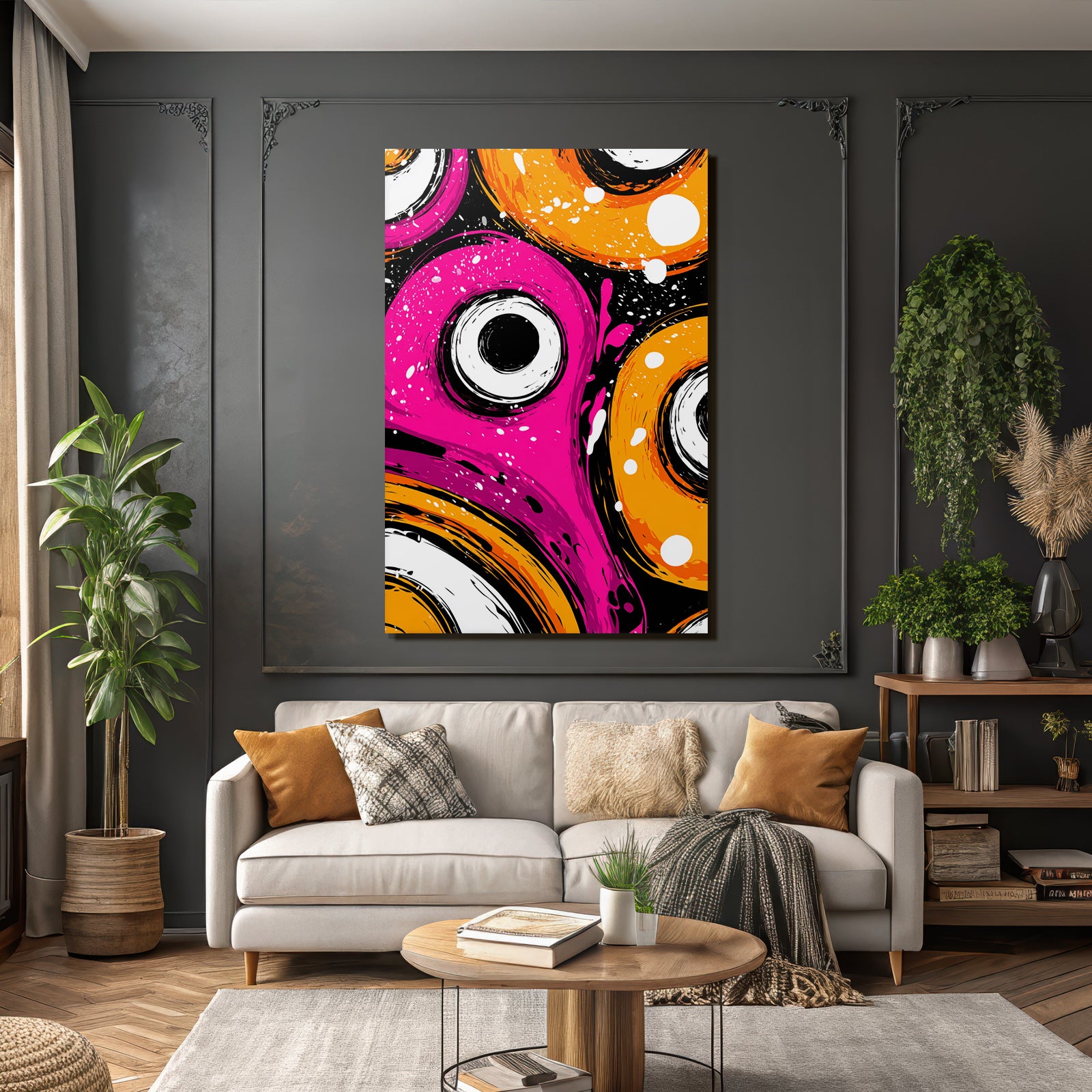 PopArt Abstraktes Design Mit Lebendigen Farben Kreisformen Und Spritzern