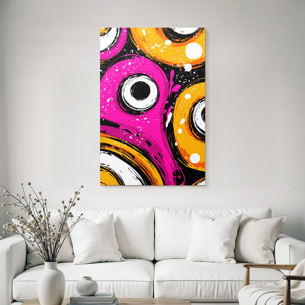 PopArt Abstraktes Design Mit Lebendigen Farben Kreisformen Und Spritzern