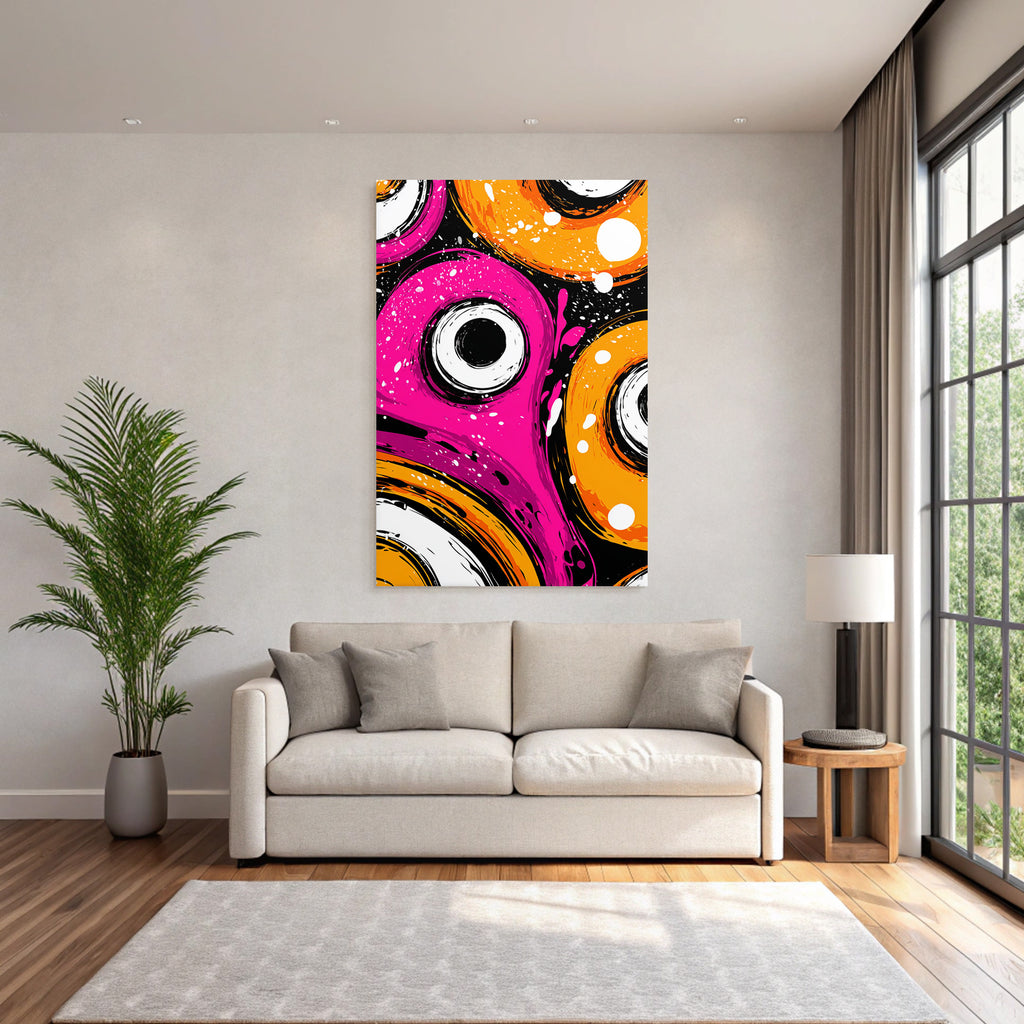 PopArt Abstraktes Design Mit Lebendigen Farben Kreisformen Und Spritzern
