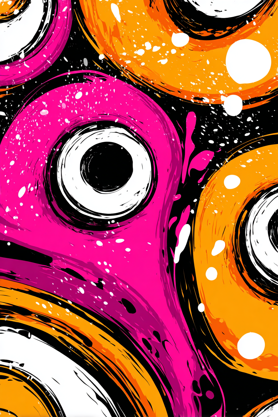 PopArt Abstraktes Design Mit Lebendigen Farben Kreisformen Und Spritzern | Pop Art | Stilrichtungen