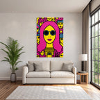 PopArt Bunte Illustration Mit Pinken Haaren Und Sonnenbrille