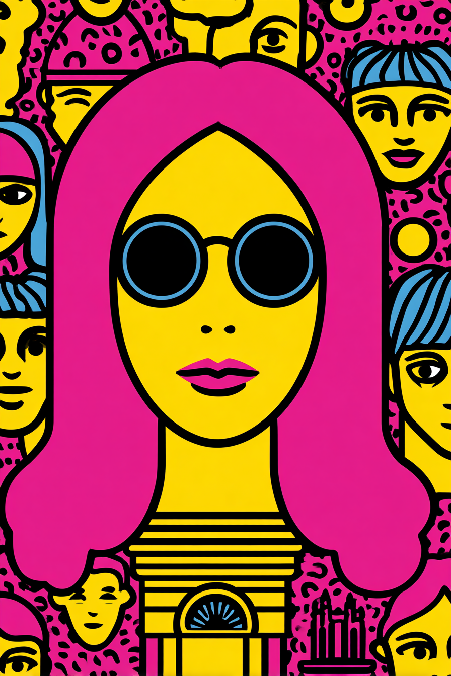 PopArt Bunte Illustration Mit Pinken Haaren Und Sonnenbrille | Pop Art | Stilrichtungen