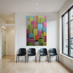 PopArt Bunte Stadtlandschaft Mit Farbenfrohen Haeusern