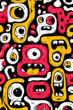 PopArt Bunte Monster Gesichter Und Abstrakte Formen | Pop Art | Stilrichtungen
