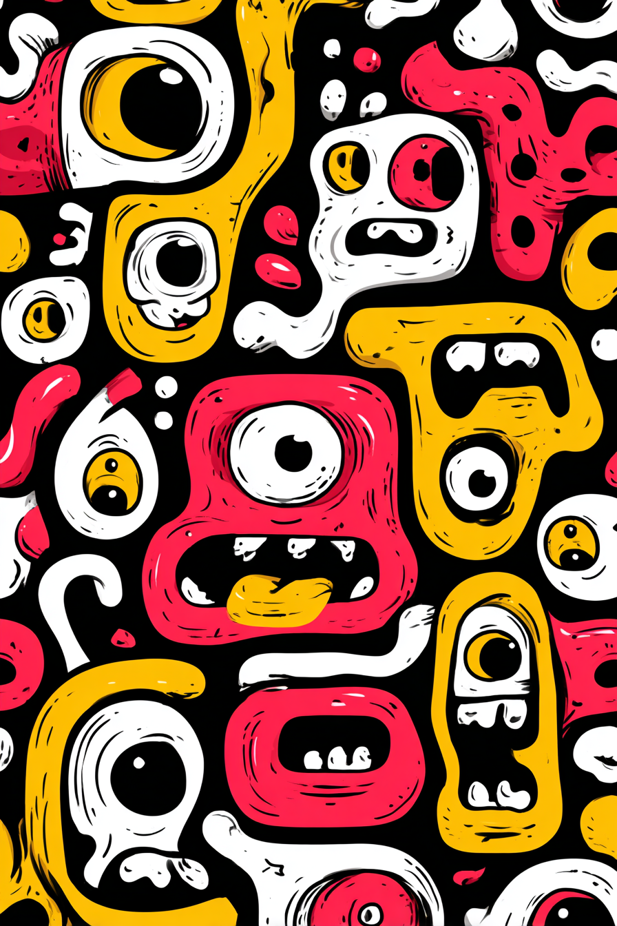 PopArt Bunte Monster Gesichter Und Abstrakte Formen | Pop Art | Stilrichtungen