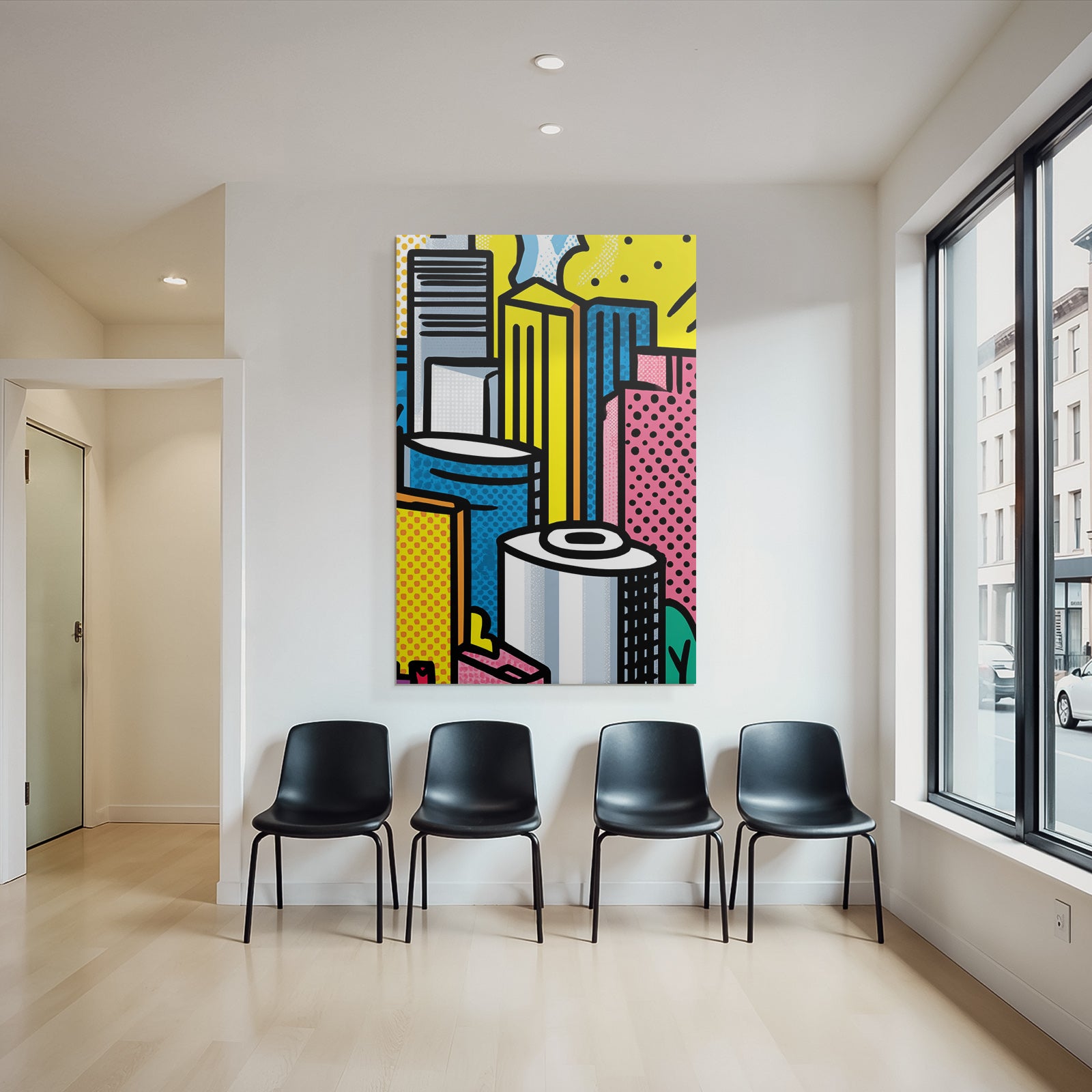 PopArt Bunte Stadtlandschaft Mit Grafik