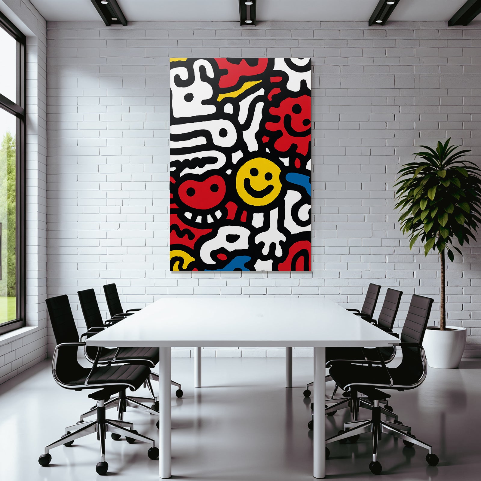 PopArt Bunte Und Abstrakte Abbildung Mit Gesichtern Herzen Und Formen