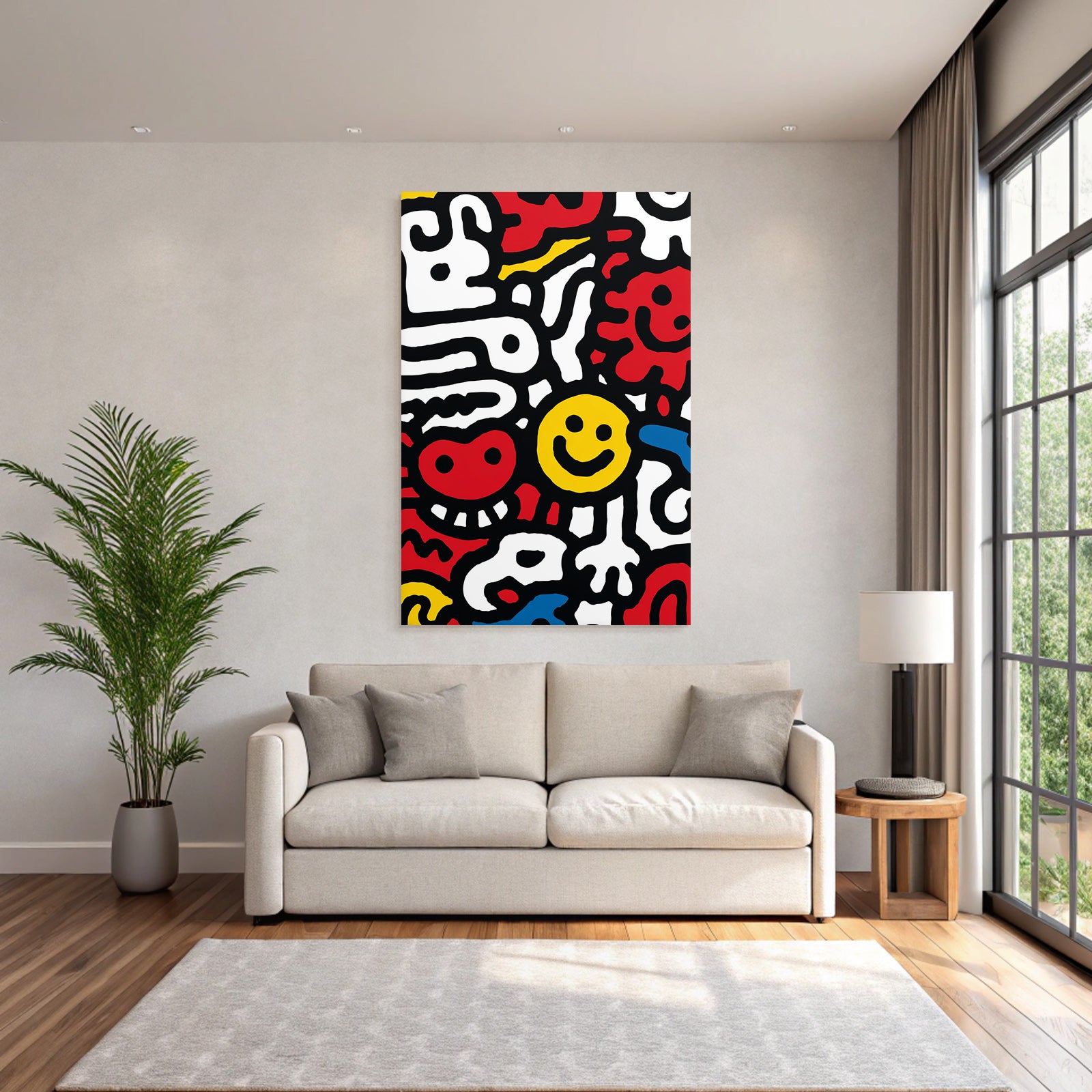 PopArt Bunte Und Abstrakte Abbildung Mit Gesichtern Herzen Und Formen