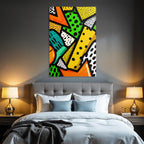 PopArt Buntes Abstraktes Design Mit Geometrischen Mustern Und Polka Dots