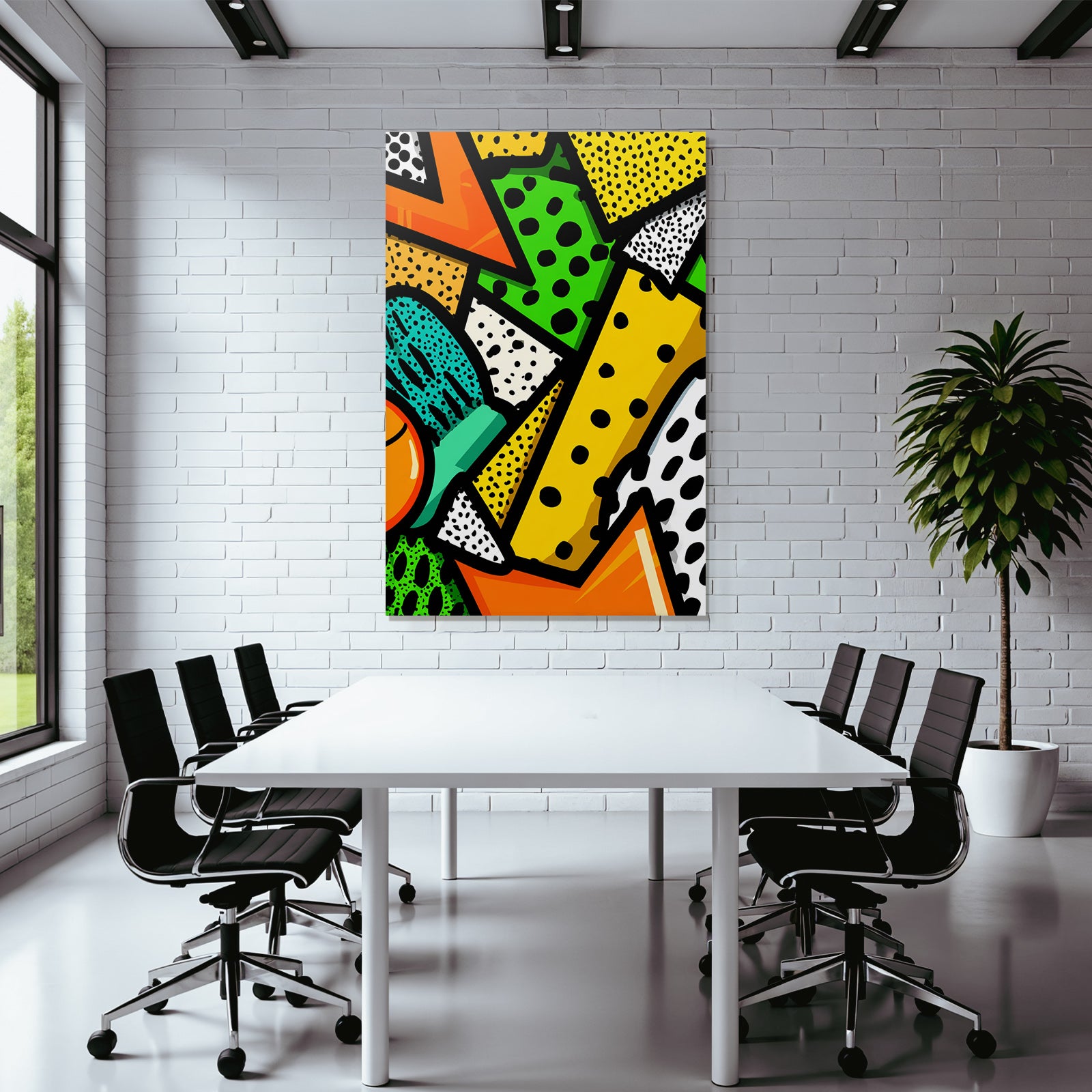 PopArt Buntes Abstraktes Design Mit Geometrischen Mustern Und Polka Dots