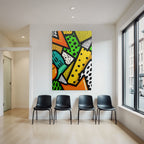 PopArt Buntes Abstraktes Design Mit Geometrischen Mustern Und Polka Dots