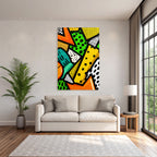 PopArt Buntes Abstraktes Design Mit Geometrischen Mustern Und Polka Dots