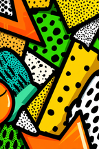 PopArt Buntes Abstraktes Design Mit Geometrischen Mustern Und Polka Dots | Pop Art | Stilrichtungen