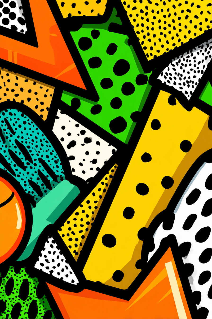 PopArt Buntes Abstraktes Design Mit Geometrischen Mustern Und Polka Dots | Pop Art | Stilrichtungen