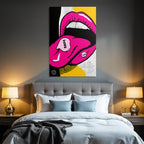PopArt Digitale Kunst Vibrante Lippen Mit Bonbon Beschrifteter Zunge