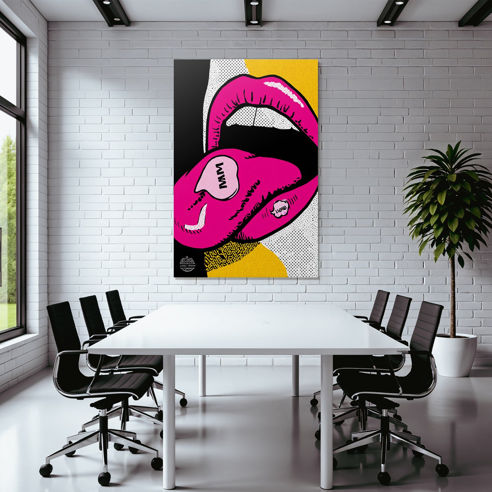 PopArt Digitale Kunst Vibrante Lippen Mit Bonbon Beschrifteter Zunge
