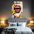 PopArt Dynamischer Mund Roter Lippen Gelbe Blitze