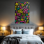PopArt Farbenfrohes Abstraktes Muster Mit Doodles Und Symbolen