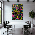 PopArt Farbenfrohes Abstraktes Muster Mit Doodles Und Symbolen