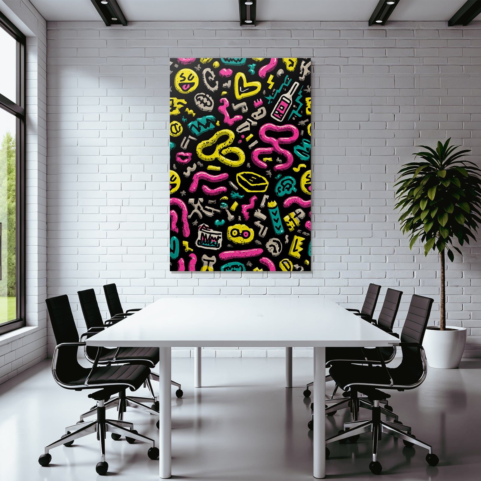 PopArt Farbenfrohes Abstraktes Muster Mit Doodles Und Symbolen