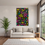 PopArt Farbenfrohes Abstraktes Muster Mit Doodles Und Symbolen