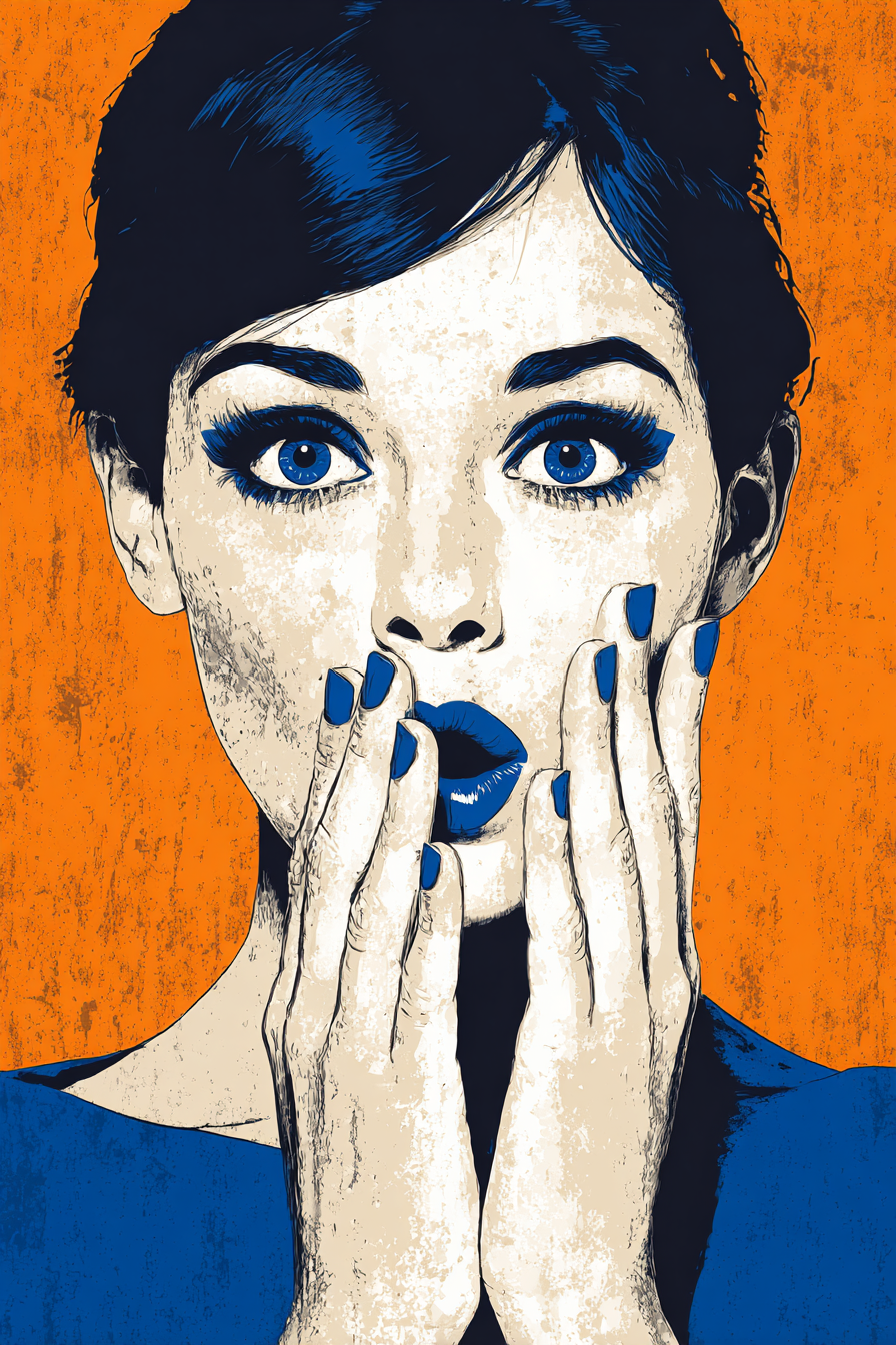 PopArt Frau Mit Überraschtem Gesicht Und Blaüm Nagellack | Pop Art | Stilrichtungen