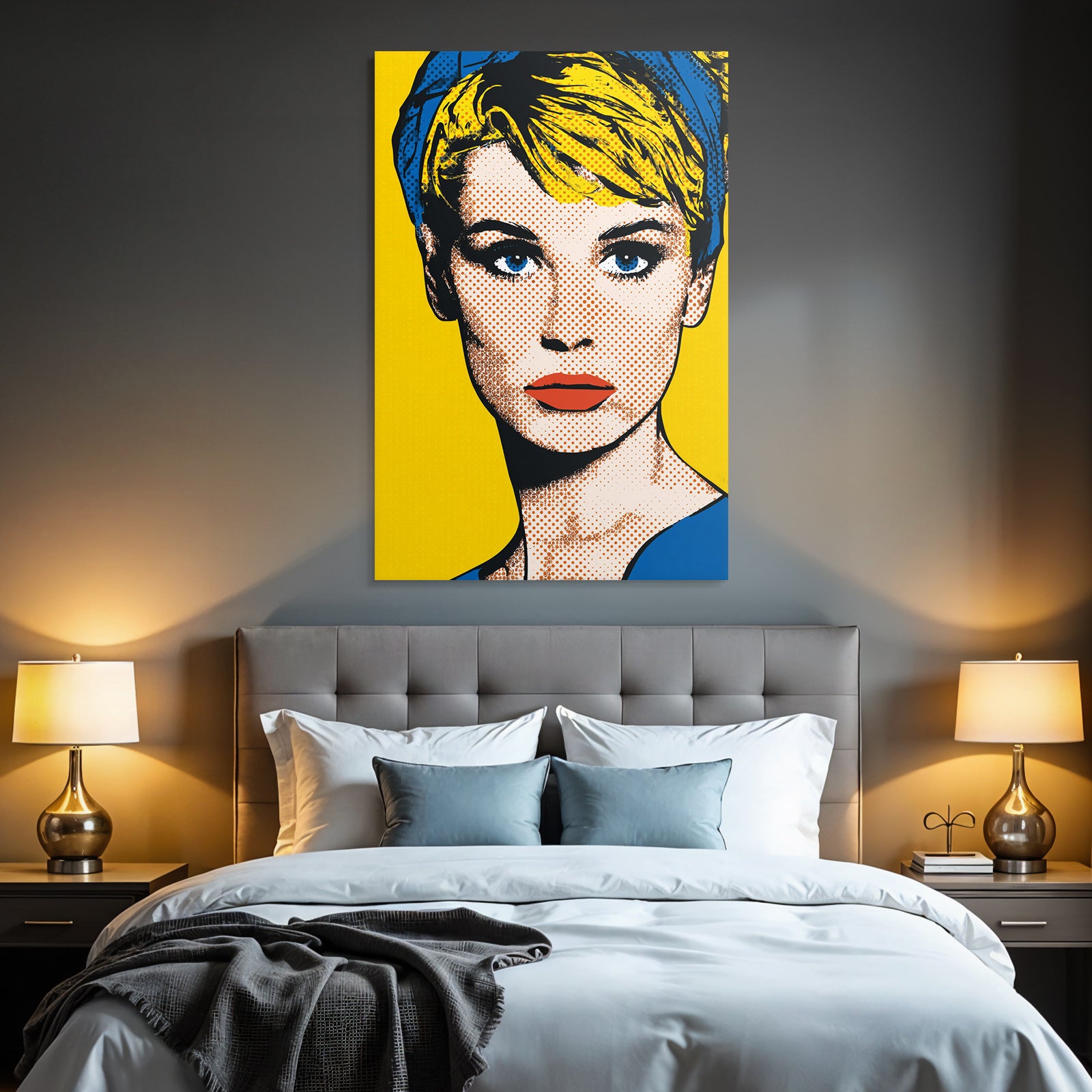 PopArt Fraünportrait Bunt Mit Halbtonpunkten