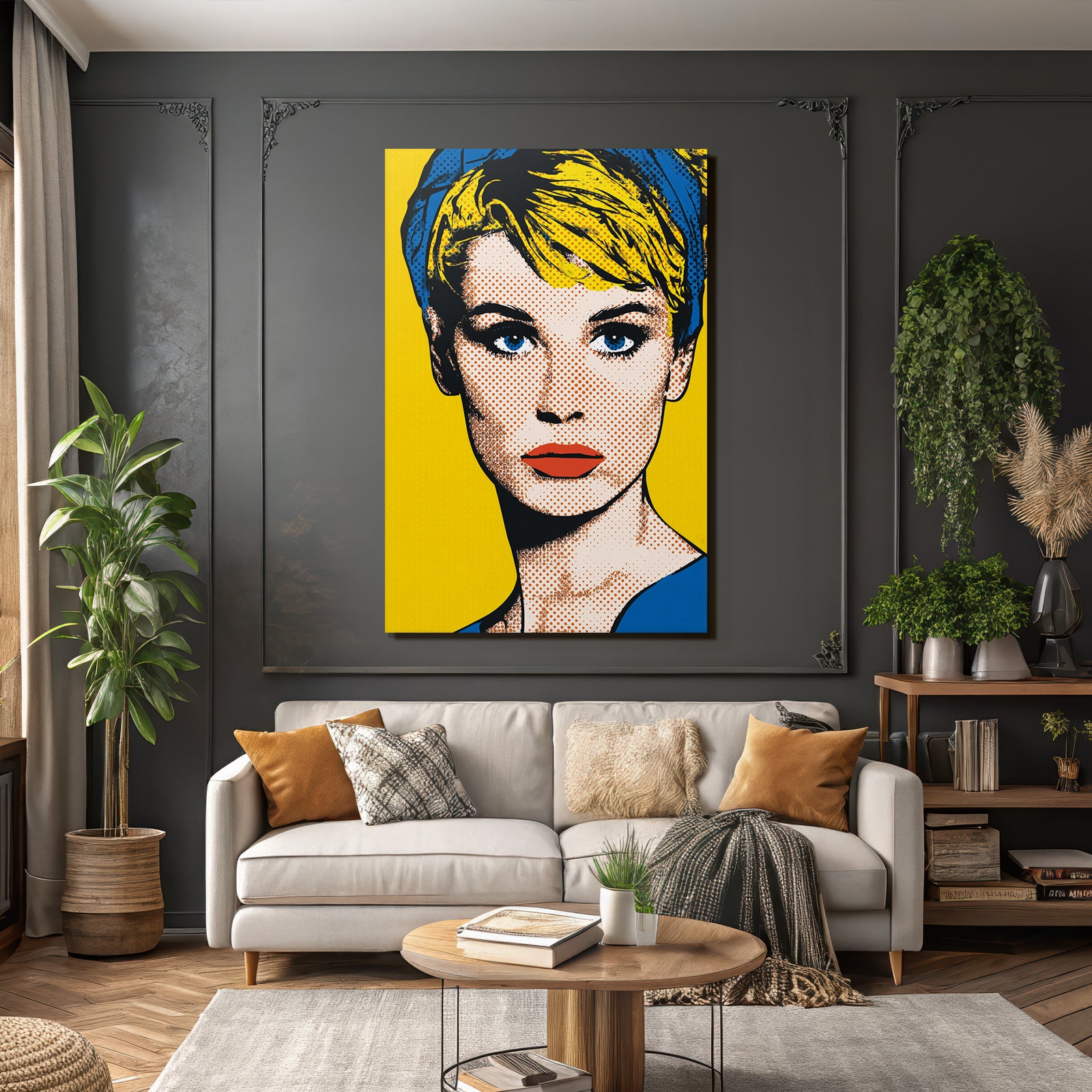 PopArt Fraünportrait Bunt Mit Halbtonpunkten