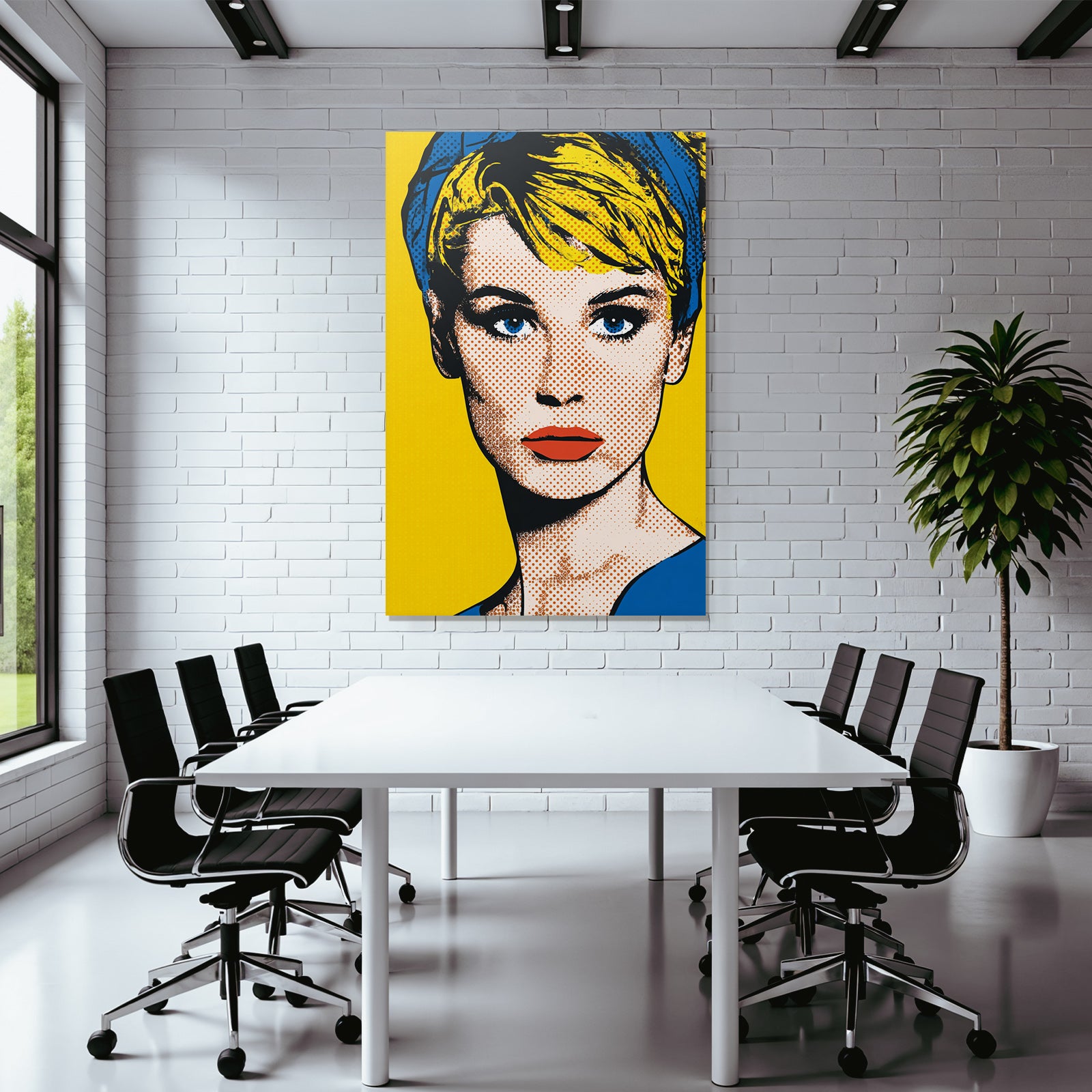 PopArt Fraünportrait Bunt Mit Halbtonpunkten
