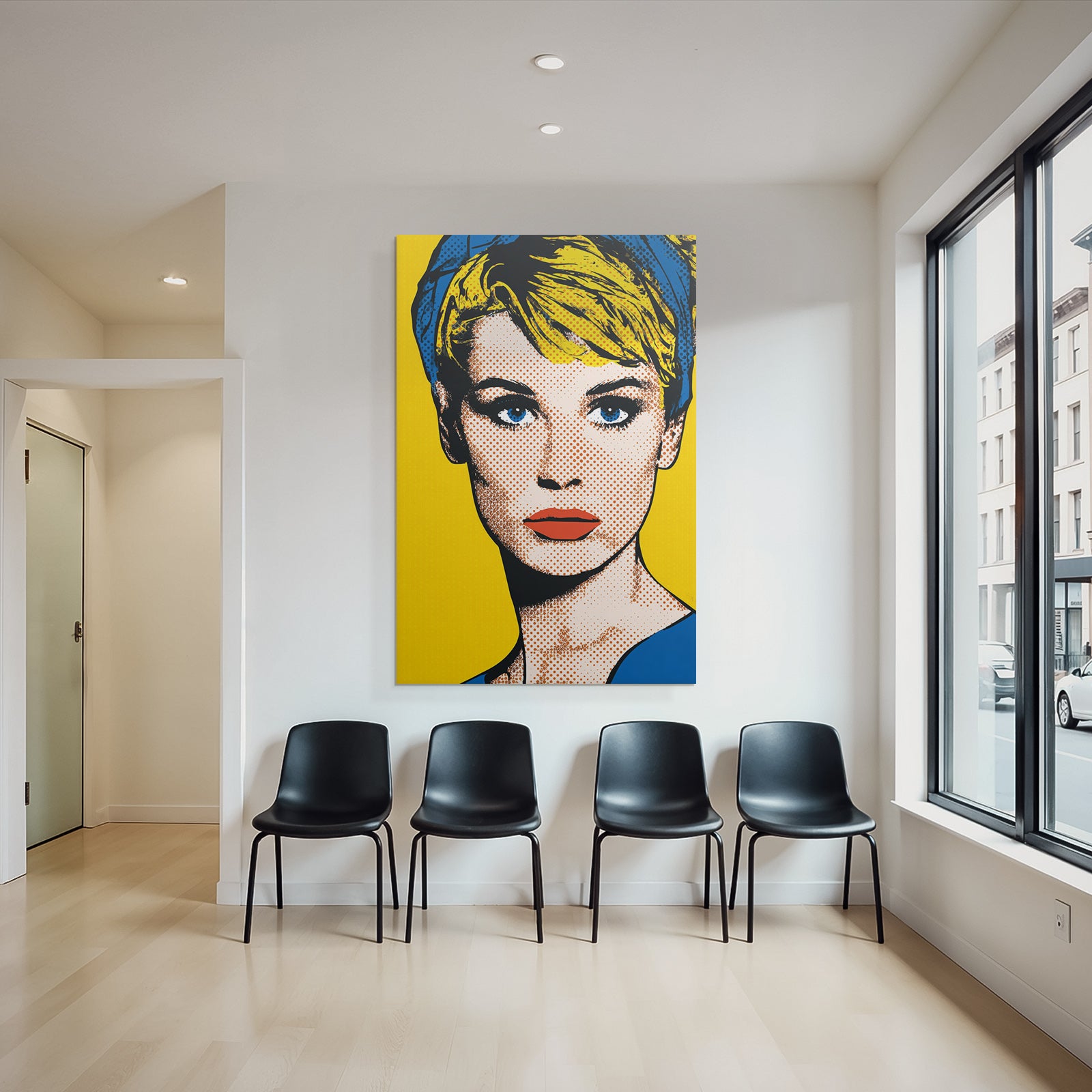 PopArt Fraünportrait Bunt Mit Halbtonpunkten