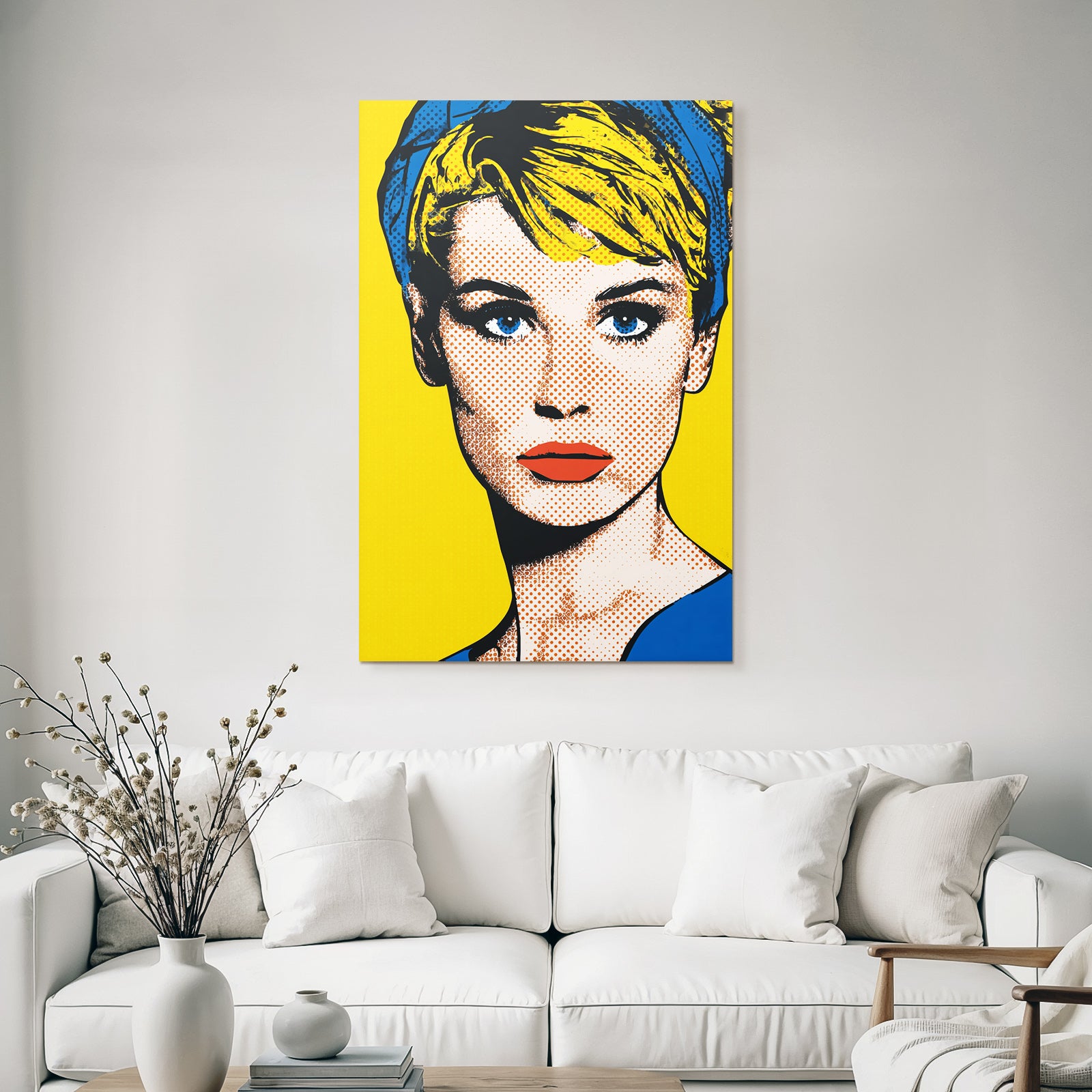 PopArt Fraünportrait Bunt Mit Halbtonpunkten