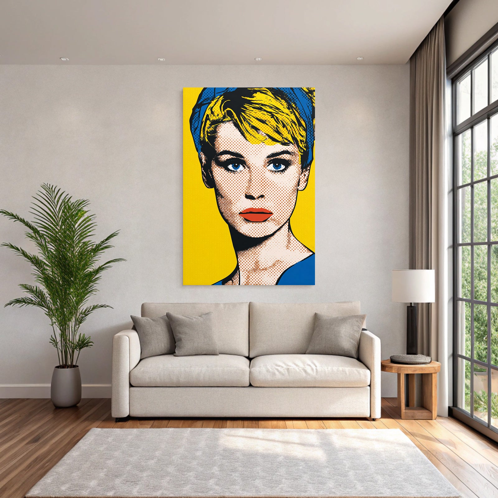 PopArt Fraünportrait Bunt Mit Halbtonpunkten