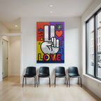 PopArt Hand Mit Friedenszeichen Und Liebe