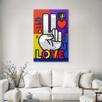 PopArt Hand Mit Friedenszeichen Und Liebe