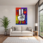 PopArt Hand Mit Friedenszeichen Und Liebe