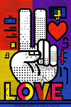 PopArt Hand Mit Friedenszeichen Und Liebe | Pop Art | Stilrichtungen