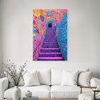 PopArt Kunsttreppe Mit Farbenfrohen Graffiti Herzen Und Text