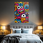 PopArt Lebendige Farbenfrohe Monster Illustration Im Cartoonstil