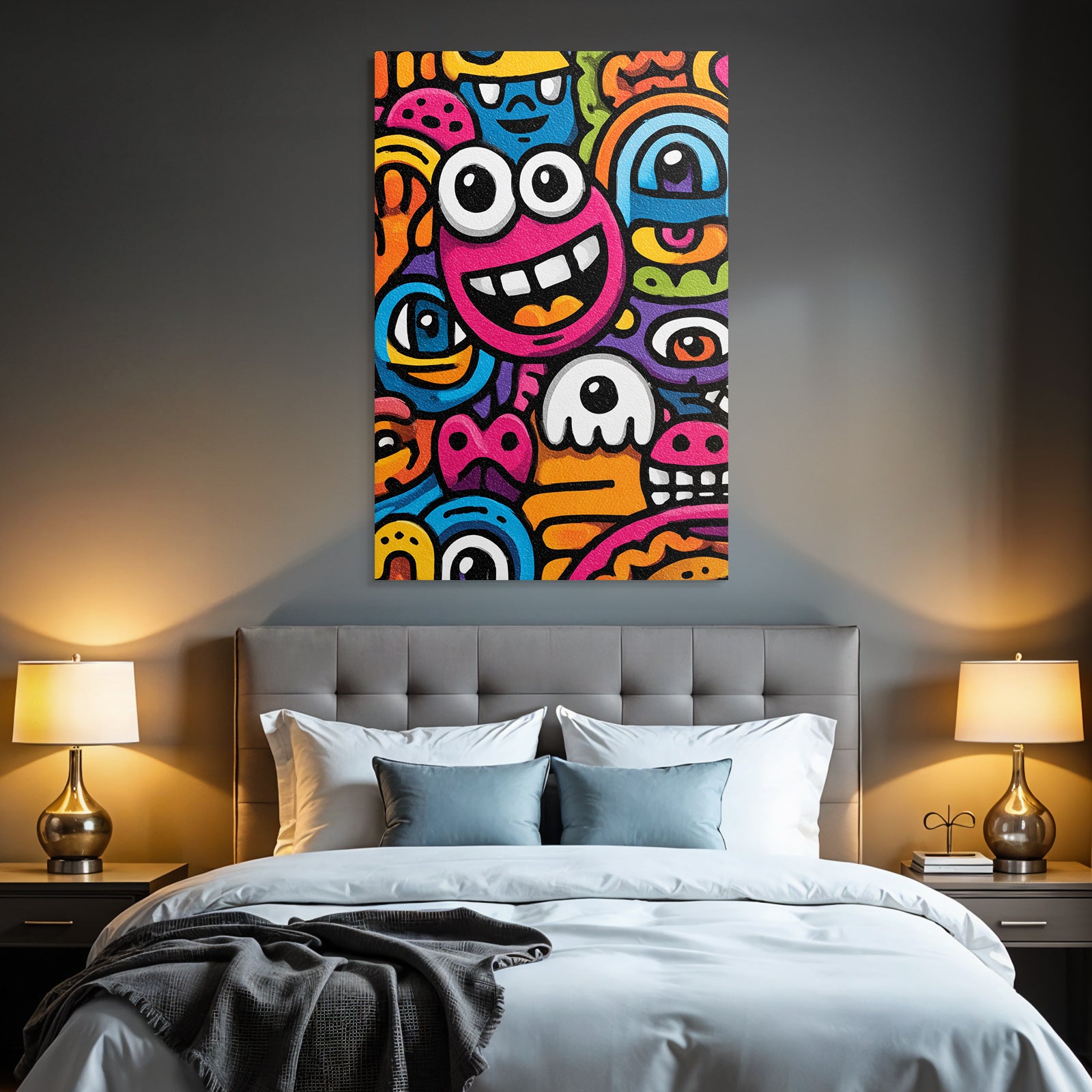 PopArt Lebendige Farbenfrohe Monster Illustration Im Cartoonstil