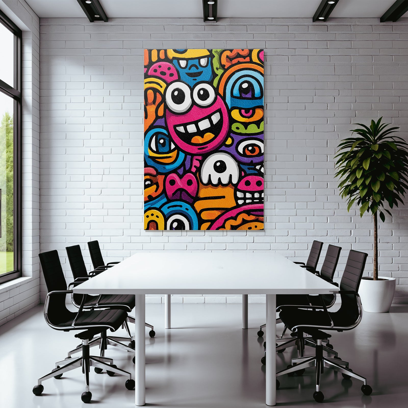 PopArt Lebendige Farbenfrohe Monster Illustration Im Cartoonstil
