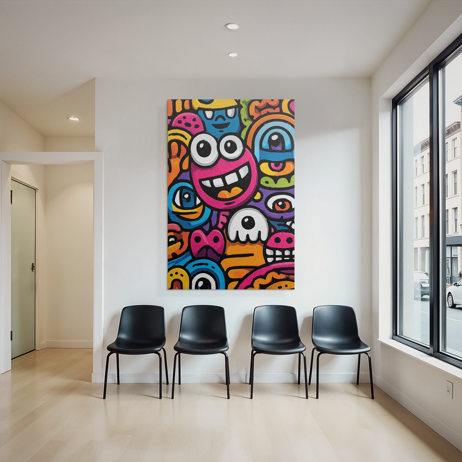 PopArt Lebendige Farbenfrohe Monster Illustration Im Cartoonstil