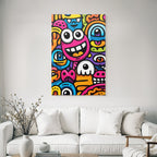 PopArt Lebendige Farbenfrohe Monster Illustration Im Cartoonstil