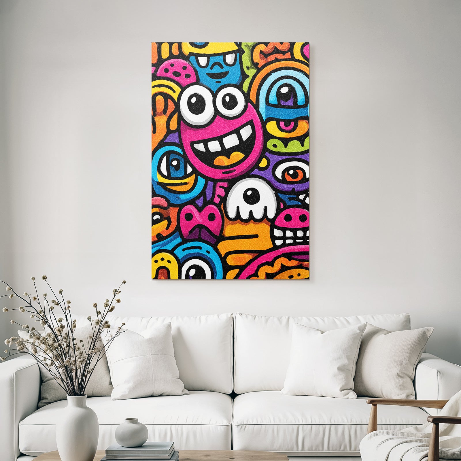 PopArt Lebendige Farbenfrohe Monster Illustration Im Cartoonstil