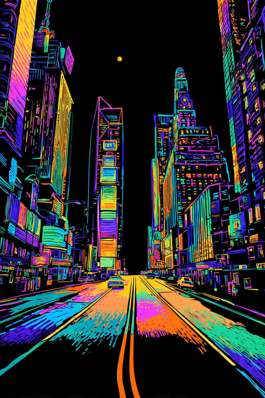 PopArt Lebendige Neonstadt Strasse | Pop Art | Stilrichtungen