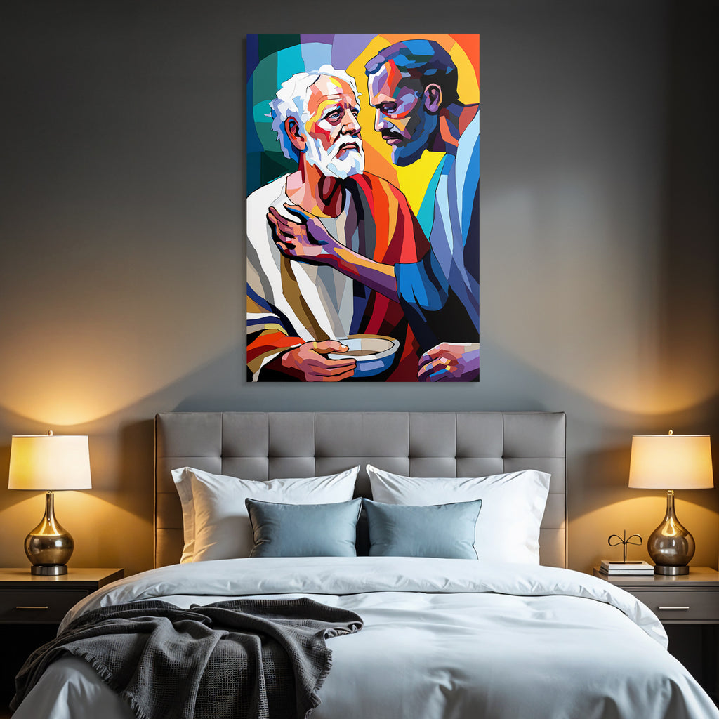 PopArt Lebendige Zwei Figuren Im Gespräch Abstrakte Farben